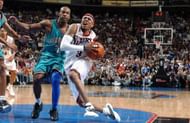 Allen Iverson drives to the basket